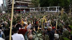 Bendici�n de ramos a cargo del obispo de Ourense.