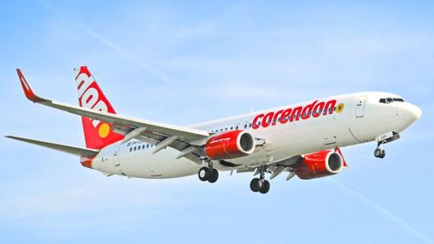 Imagen de archivo de una avi�n de la compa��a Corendon en pleno vuelo