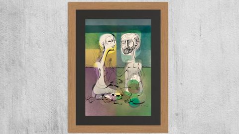 5.500�euros. Tom�s Pereira Revuelta. (A Coru�a 1929-1993). Pareja. Aer�grafo y tinta sobre cartulina.