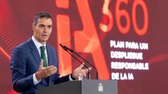 El presidente del Gobierno, Pedro S�nchez, durante la presentaci�n del Plan IA360