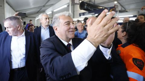 Laporta, durante las elecciones a la presidencia del Barcelona celebradas este domingo.