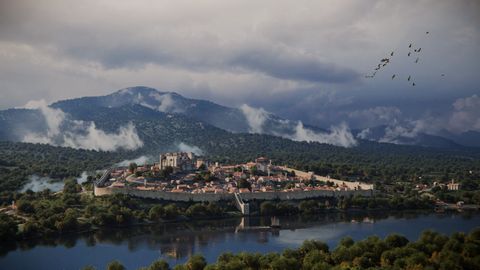 Recreación de la imagen de Tui en el año 1225, cuando se consagró su catedral.