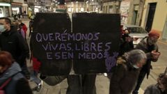 Una concentracin organizada en Chantada por el colectivo feminista Polamida con motivo del Da de la Mujer del 2022