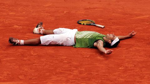 As� celebr� Nadal su victoria en Roland Garr�n en 2005