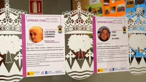 En la casa consistorial de Folgoso do Courel se exponen carteles con fotos y comentarios sobre mujeres del municipio