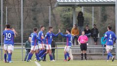 David Gonzalez Real Oviedo Vetusta Sierto.Los futbolistas del Vetusta celebran el primer gol de David Gonzalez