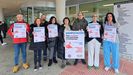 Montse Porteiro, en el centro en imagen de archivo, durante la presentacin de una manifestacin en defensa de la sanidad pblica a nivel gallego