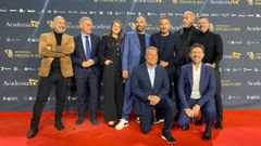 De izquierda a derecha, scar Tramoyeres ( Punt), Manolo Sarria (Canal Sur), Sara Bravo (Canal Extremadura), Lluci Ferrer (TV3), Frank Blanco (Castilla-La Mancha), Patxi Alonso (ETB2) y Daniel Calero (Televisin Canaria). Abajo, Paco Lodeiro (TVG) e Iaki Urrutia (Aragn TV). 