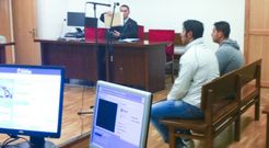 Los acusados ayer en el banquillo del Juzgado de lo Penal n�mero 2 de Lugo. 