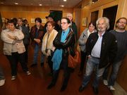 Genoveva Hermo e Antonio Gonz�lez arrouparon a Picallo na apertura da exposici�n de debuxos sobre a torre de Berm�dez.<span lang= es-es > </span>