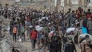 Desplazados forzados en Gaza.