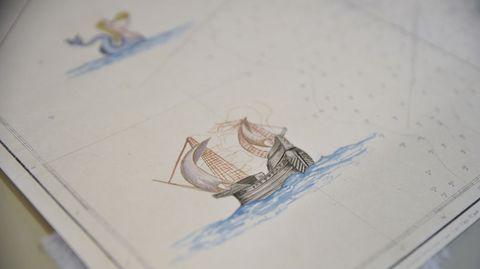 R�a de Vigo en una carta n�utica ilustrada por Urbano Lugr�s y adquirida por el Museo Mass� de Bueu