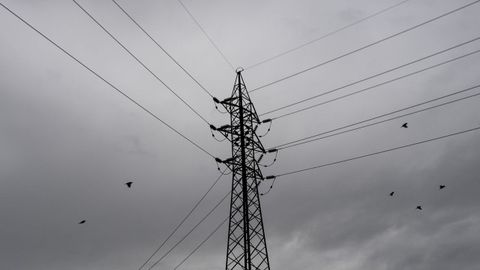 Torreta y cables del tendido de la luz el�ctrica.