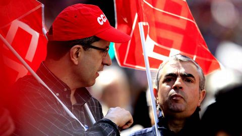 Primero de Mayo en Vigo.Concentracin de trabajadores de CC.OO. y UGT el Primero de Mayo en Vigo