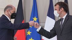 Scholz y Macron, durante su primera reuni�n en Paris.