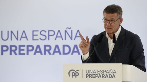 Alberto Nez Feijoo, durante su discurso ante la junta directiva del PP valenciano.