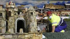 Con mascarilla para preparar el Bel�n de Valga