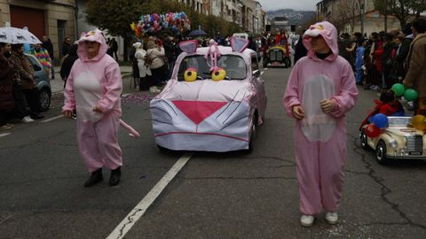 Desfile del domingo de entroido en Ver�n. Comparsa de la Pantera Rosa.