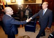 Jos� Manuel Baltar y Agust�n Fern�ndez, en una visita del alcalde de Ourense a la Diputaci�n.