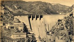 Las obras de la presa de Os Peares vistas en 1954