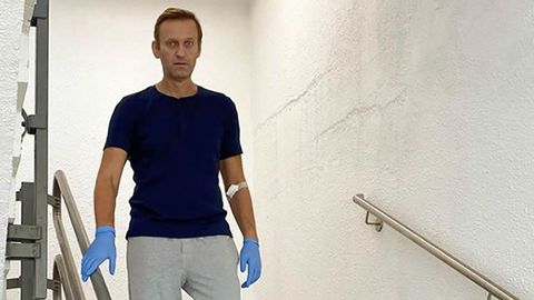 Navalni, durante la recuperaci�n de su envenenamiento en un hospital de Berl�n