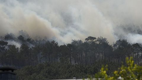 Columna de humo del incendio forestal registrado en Luarca, en 2023