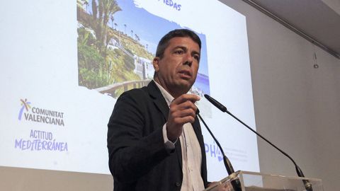 El presidente de la Generalitat Valenciana, Carlos Maz�n, durante la presentaci�n de la campa�a tur�stica de la regi�n el pasado 1 de septiembre.