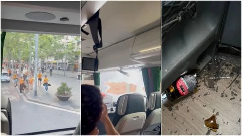 Capturas de vídeos subidos a las redes sociales desde el interior del bus.