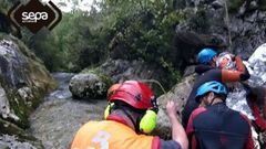 Rescatada una monitora herida en el ca��n Rub� en Pe�amellera Baja