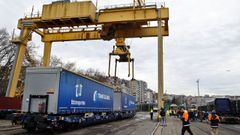Imagen de archivo de un servicio ferroviario de Transglobal en el puerto de Vigo.
