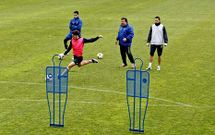 Milo Abelleira centr� el �ltimo entrenamiento previo al choque en las jugadas a bal�n parado.