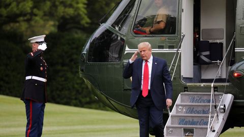 Trump, esta pasada madrugada (hora espaola) al regresar a la Casa Blanca desde Michigan