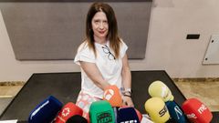 Leire Dez, antes de su comparecencia ante los medios tras solicitar la baja como militante del PSOE por su implicacin en el supuesto acoso a la UCO.