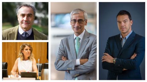 De izquierda a derecha, y de arriba a abajo, Ernesto Pascual, polit�golo, profesor de los Estudios de Derecho y Ciencia Pol�tica de la Universitat Oberta de Catalunya (UOC); Carlos Barrera, experto en comunicaci�n, profesor de Medios de Comunicaci�n y Pol�tica en la Espa�a Reciente  (Universidad de Navarra); Santiago Mart�nez, consultor pol�tico, profesor de oratoria y �media trainer� en campa�as electorales en diferentes pa�ses; y Ver�nica Fumanal, polit�loga, fue directora de comunicaci�n de Pedro S�nchez y asesora de Albert Rivera, presidenta de la Asociaci�n de Comunicaci�n Pol�tica
