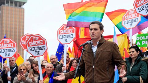 | EFE.Rivera, durane la concentraci�n del domingo en Madrid en la que se demandaba elecciones generales