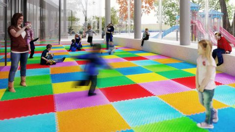 
Infograf�a con el dise�o de la futura escuela de Infantil de Pola de Siero, que se construir� en el antiguo cine
