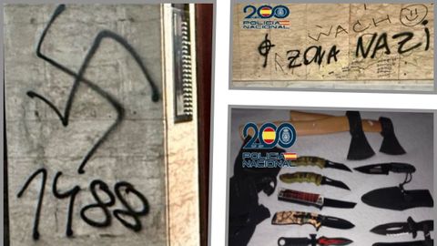 Armas incautadas por la Polic�a Nacional y pintadas realizadas por varios integrantes del grupo��White Boys�