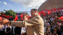 Jos� Manuel Franco y Pedro S�nchez, el a�o pasado, en un mitin del PSOE