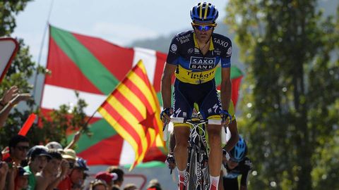 Alberto Contador cedi terreno en los ltimos metros y perdi al final 18 segundos con Purito