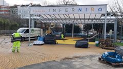 El avance de los trabajos del futuro parque infantil cubierto de Ferrol