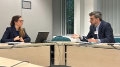 O conselleiro Diego Calvo durante a reuni�n en Bruxelas.