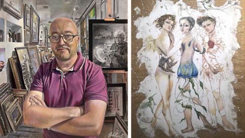 A la Izquierda retrato de Camilo Chas (Giovani Ramirez) y a la derecha Las tres gracias (Noemí Penela)