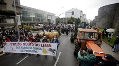 Protesta de Agromuralla en Lugo, en noviembre del 2021,  en demanda de un precio que permitiese a las explotaciones cubrir costes.