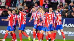 Atltico de Madrid.Los jugadores del Atltico de Madrid celebran un gol
