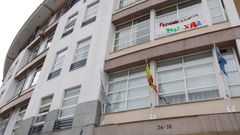 En el geri�trico p�blico de Burela colgaba una pantalla de la fachada reclamando pruebas de coronavirus