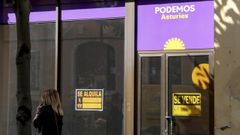 La antigua sede de Podemos cuyo local ha quedado disponible en las inmediaciones de la Junta General del Principado, en Oviedo