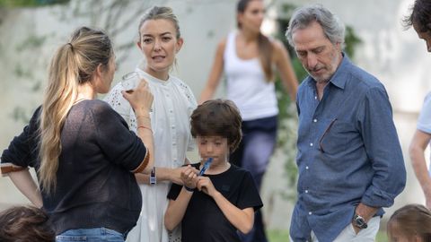 Mar�a Torretta, Marta Ortega, con su hijo Amancio, y el dise�ador Roberto Torretta