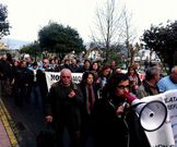 Un momento de la protesta a su paso por la Alameda.