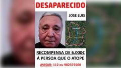 Imagen distribuida por el Concello de Friol con informaci�n sobre la b�squeda de Jos� Luis Iglesias