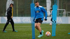 �lvaro Rey, en un entrenamiento del Deportivo
